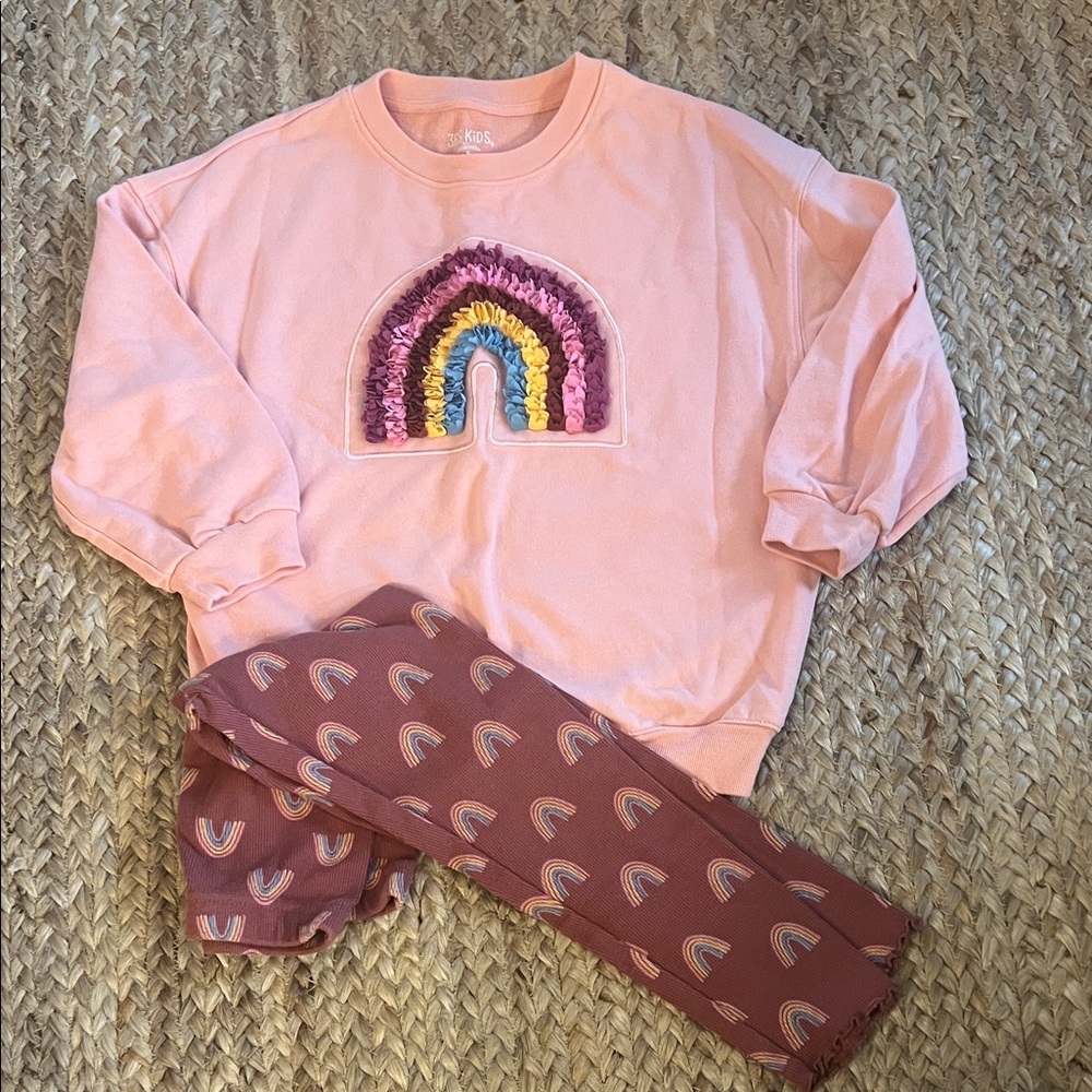 Girls Rainbow Rainbow Outfit Set EUC size 6 Sweatshirt and leggings
